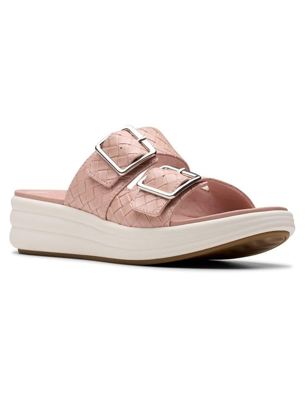Clarks Cloudsteppers Peach Pink Slide Sandals with Buckle Straps New 7.5 Wide